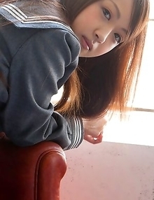 Cocoro Hirahara can´t keep school uniform on her for long